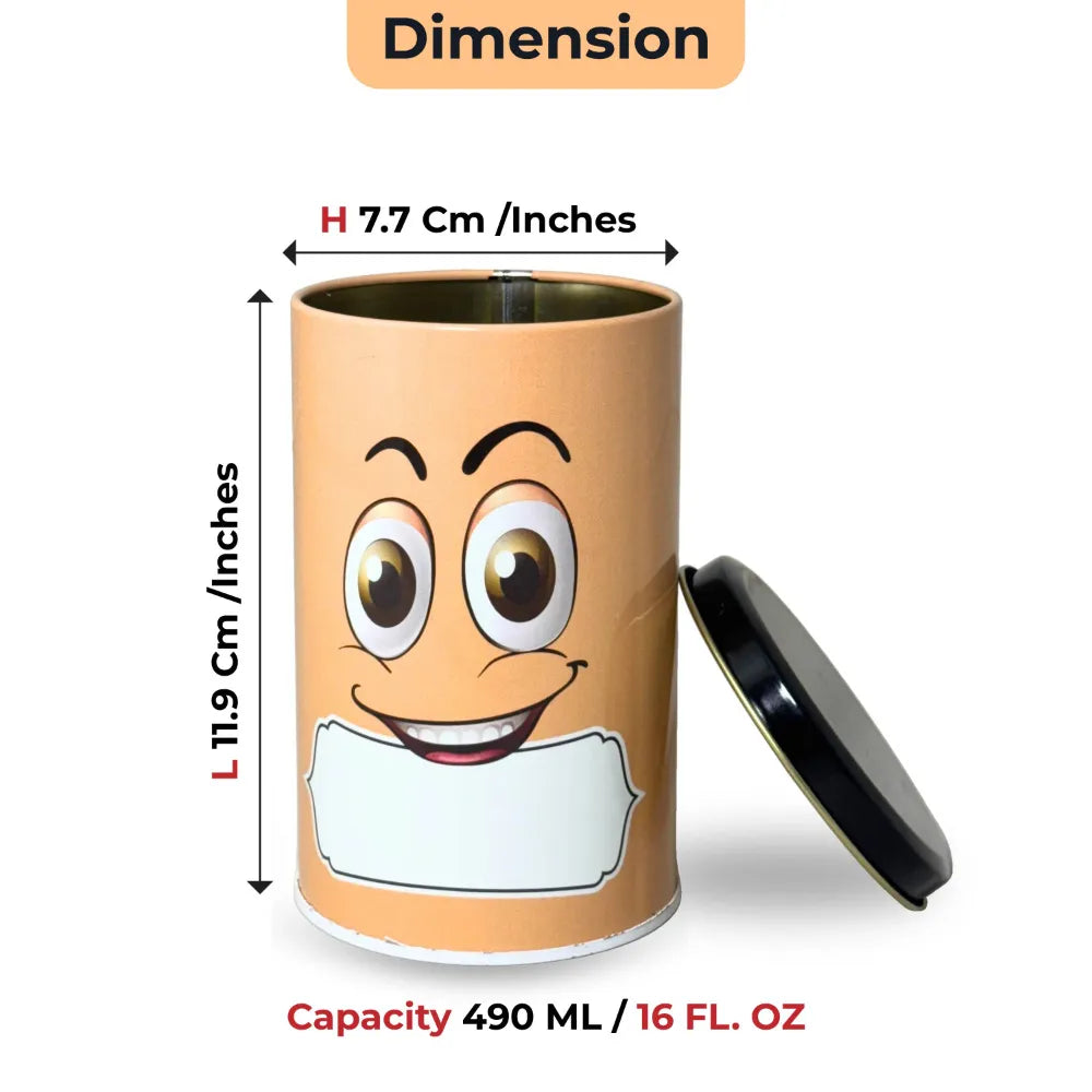 Emoji Printed Storage Container –  Orange, 490 ML