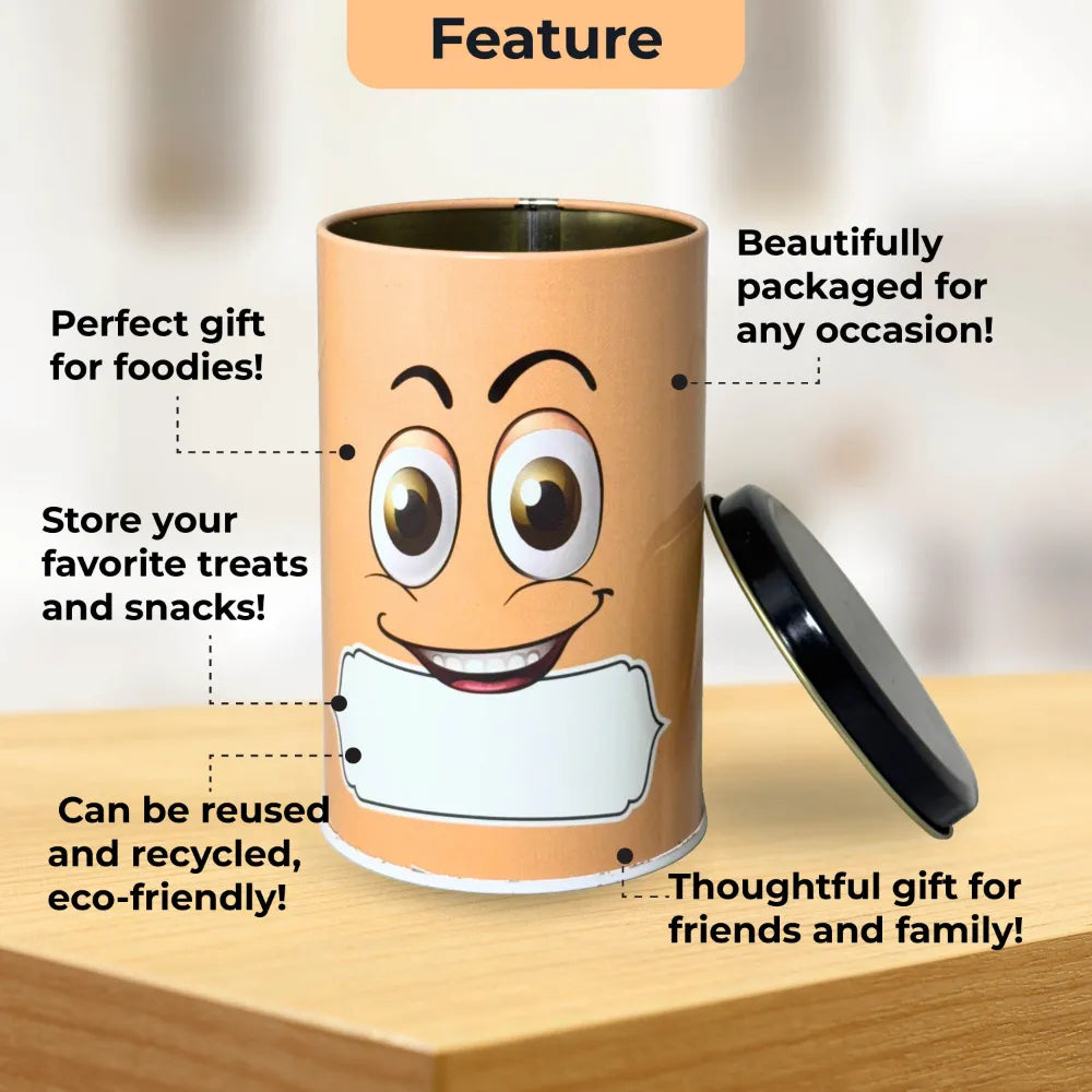 Emoji Printed Storage Container –  Orange, 490 ML