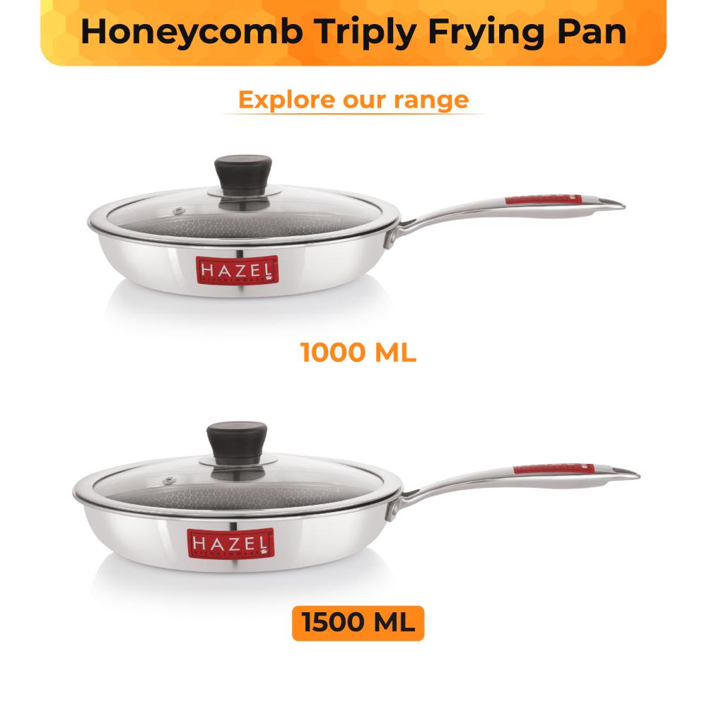Honeycomb Triply Non-Stick Fry Pan with Lid – 24 cm, 1.5 L
