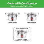 Triply Stainless Steel Casserole With Lid, 4.2 L, 22.5 cm |Induction Base Cook and Serve Pot
