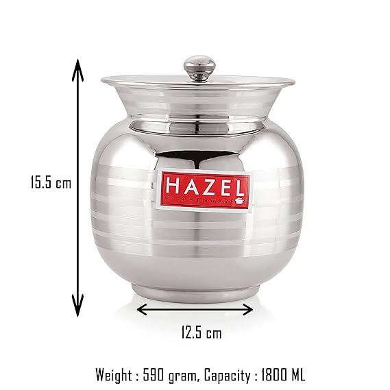 Stainless steel lota — dimension diagram with 15.5 cm and 12.5 cm callouts