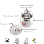 Stainless steel lota with lid and labelled design callouts