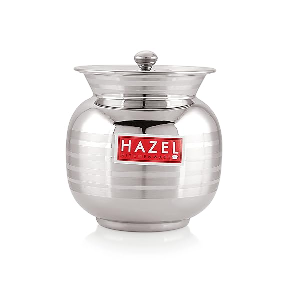 Stainless steel lota with lid, front view