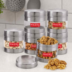 Stainless Steel Transparent  Container - Set of 6, 500 ML Each