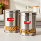 Stainless Steel Transparent  Container - Set of 6, 1350 ML Each