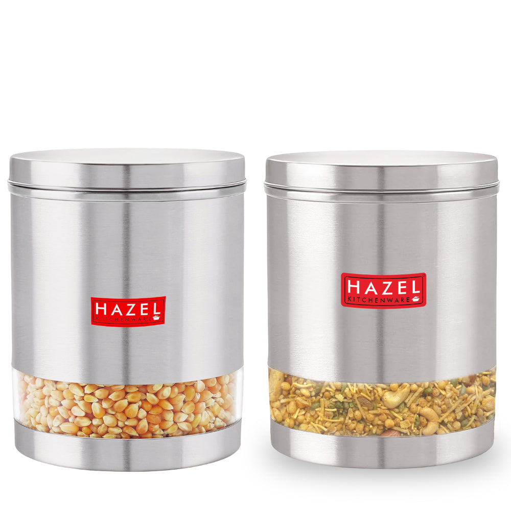 Stainless Steel Transparent  Container - Set of 6, 1350 ML Each