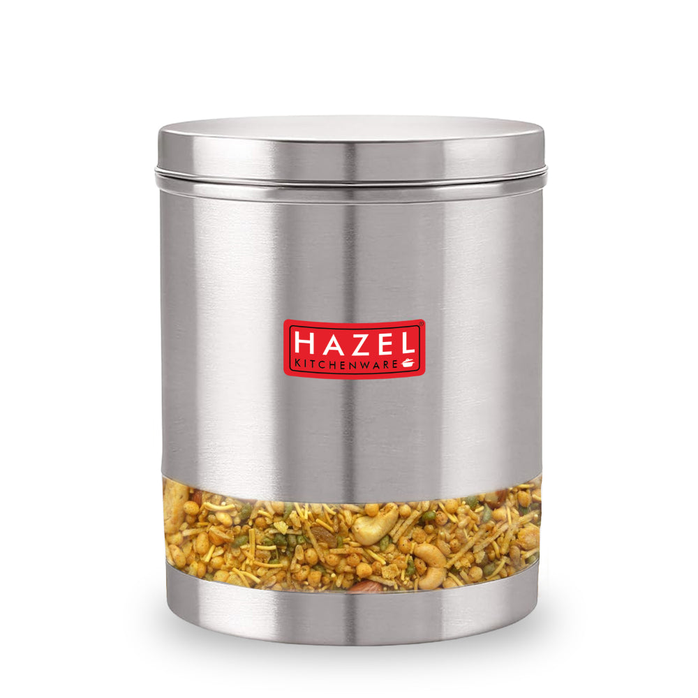 Single closed container filled with sprouted grains, shot straight on against a white background.