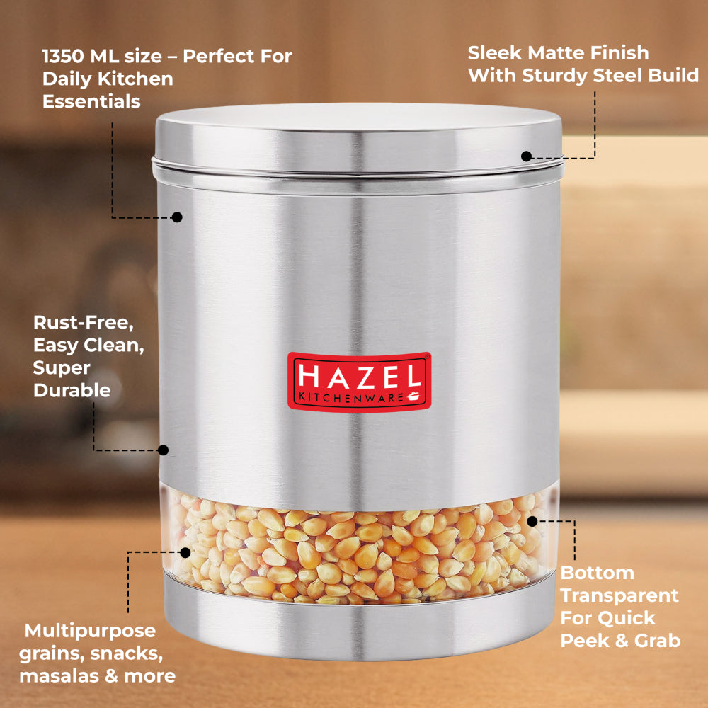 Stainless Steel Transparent Container - 1350 ML