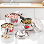 Stainless Steel  Apple Shape Container Set of 3 (650ML, 900ML & 1300ML)