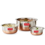 Stainless Steel Copper  Bottom Patila  (Tope) , Set Of 3 - 350ML, 600ML, 830ML