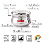 Stainless Steel  Apple Shape Container Set of 3 (950, 1500 & 2550 ML)