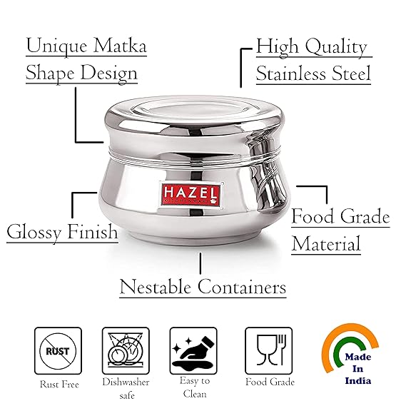 Stainless Steel  Apple Shape Container Set of 3 (950, 1500 & 2550 ML)