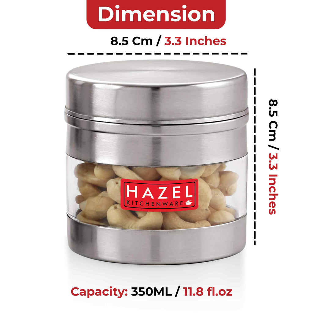 Stainless Steel Transparent Container Set of 2, 350ML Each