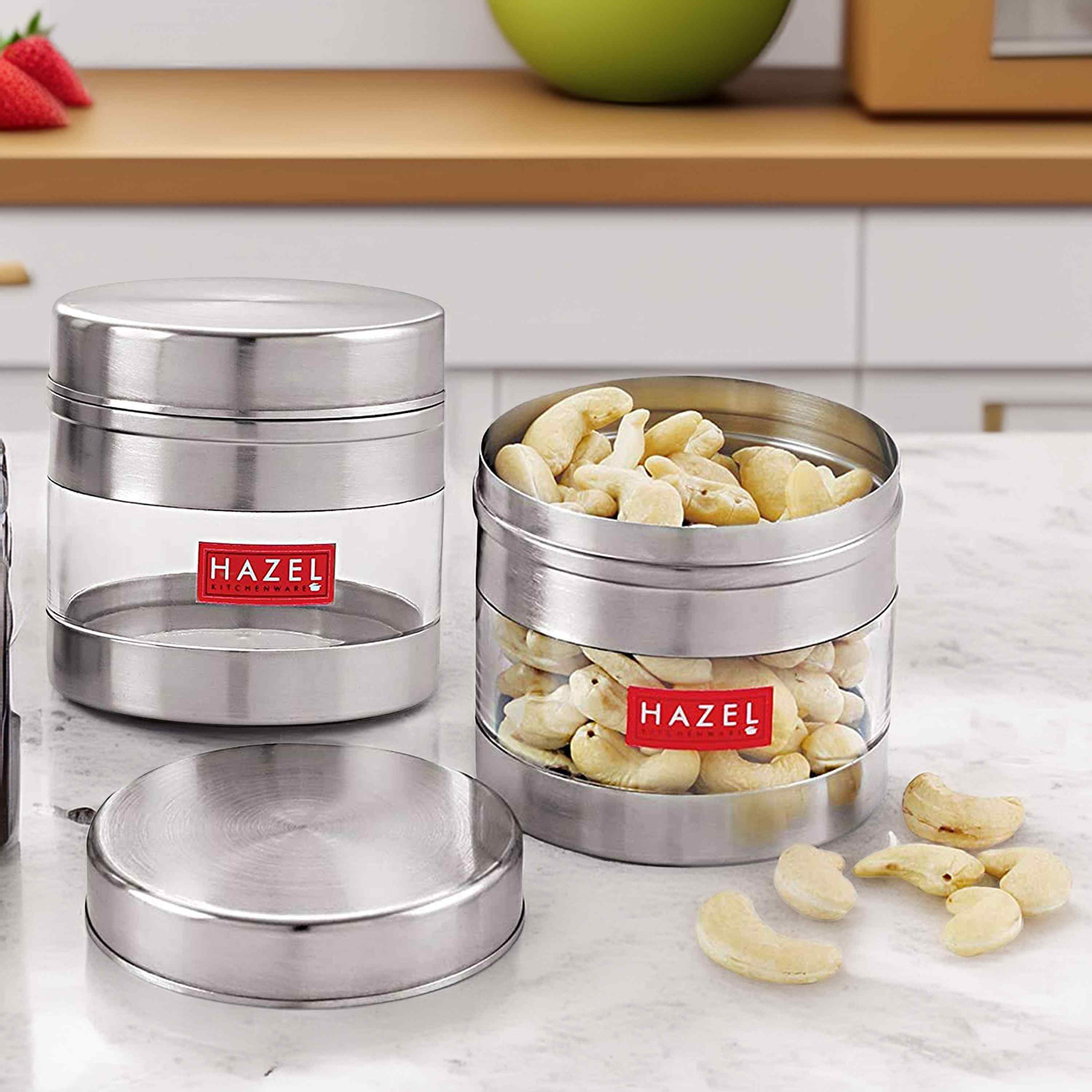 Stainless Steel Transparent Container Set of 2, 350ML Each