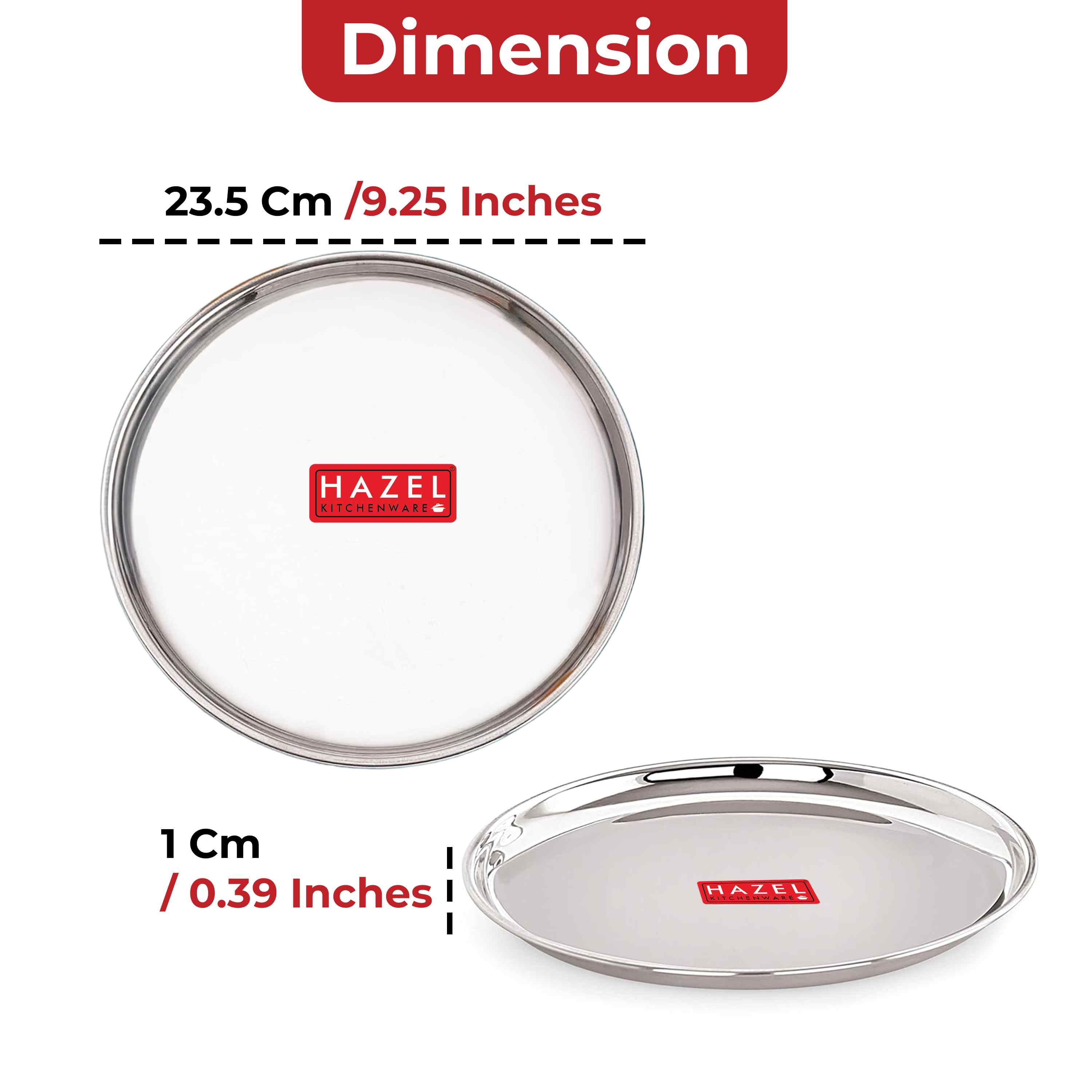 Stainless Steel Breakfast Plate 23.5 cm (Set of 4)