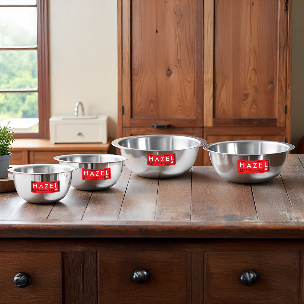 Stainless Steel Mixing Bowl Set of 4, 350,550, 770, 1100 ML