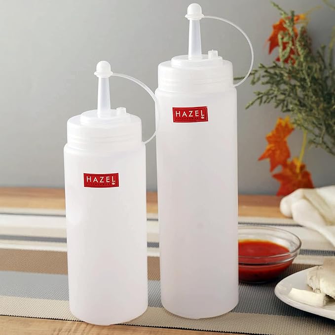 Plastic Sauce Squeeze Bottle with Cap for Chutney, Ketchup & Condiments