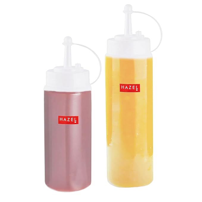 Plastic Sauce Squeeze Bottle with Cap for Chutney, Ketchup & Condiments