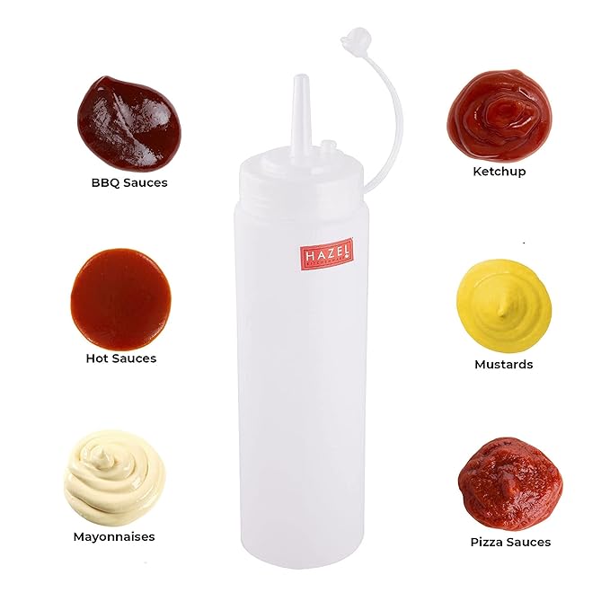 Plastic Sauce Squeeze Bottle with Cap for Chutney, Ketchup & Condiments