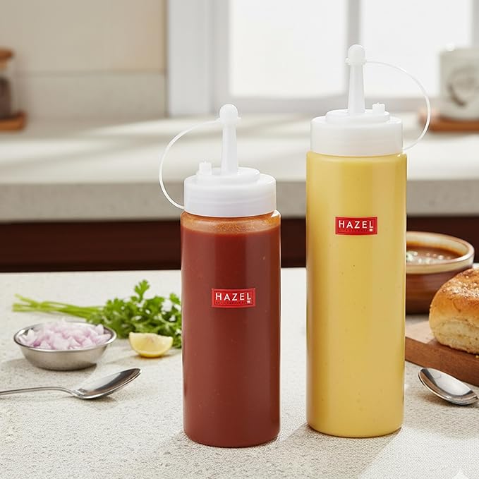Plastic Chutney/Sauce Squeeze Bottle with Cap Set of 2, 610 ML, 760 ML