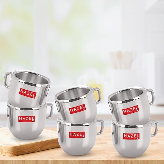 Small Stainless Steel Green Tea Cute Cup Set Of  6 | 100 ML Each