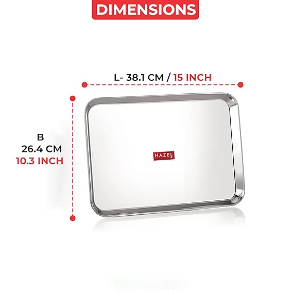 Rectangle Stainless Steel Serving Tray, 38.1 x 26.4 cm