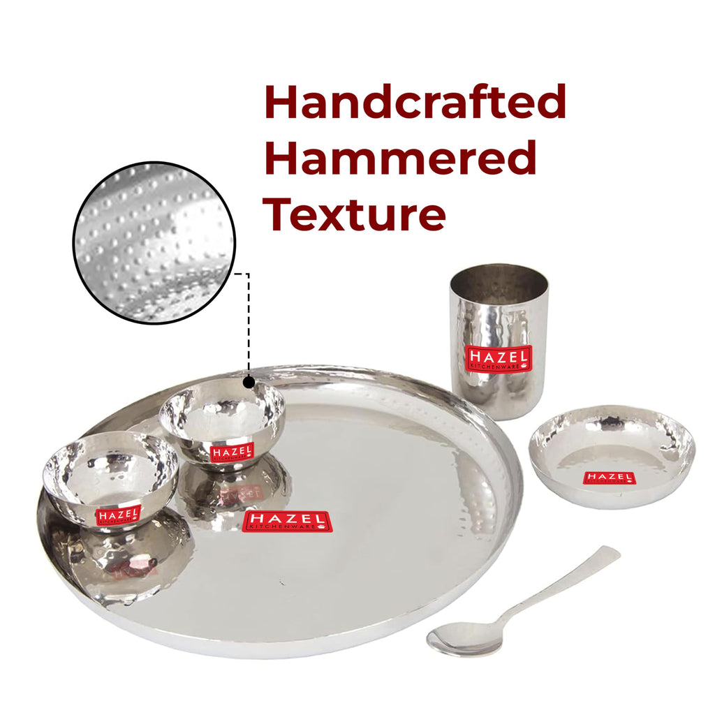 Hammered Stainless Steel Dinner Set 6 Pc