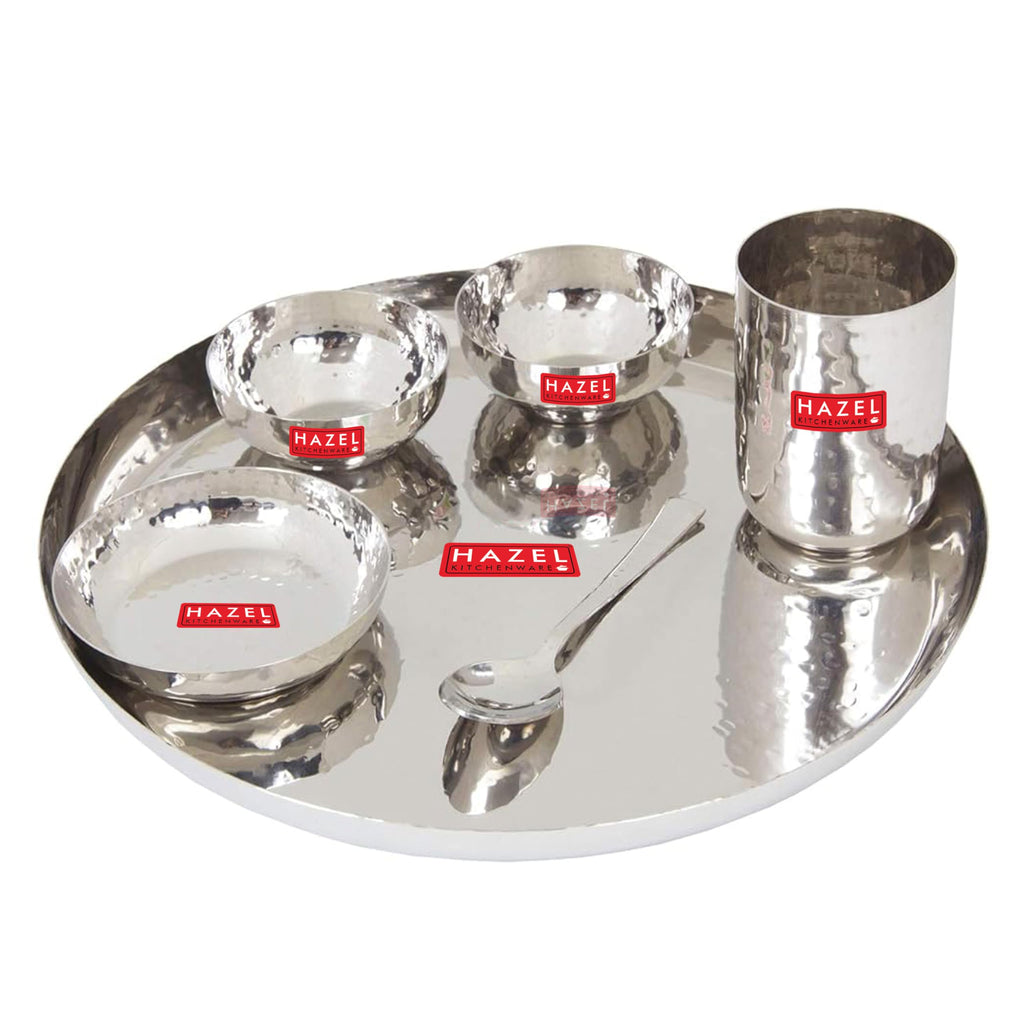 Hammered Stainless Steel Dinner Set 6 Pc