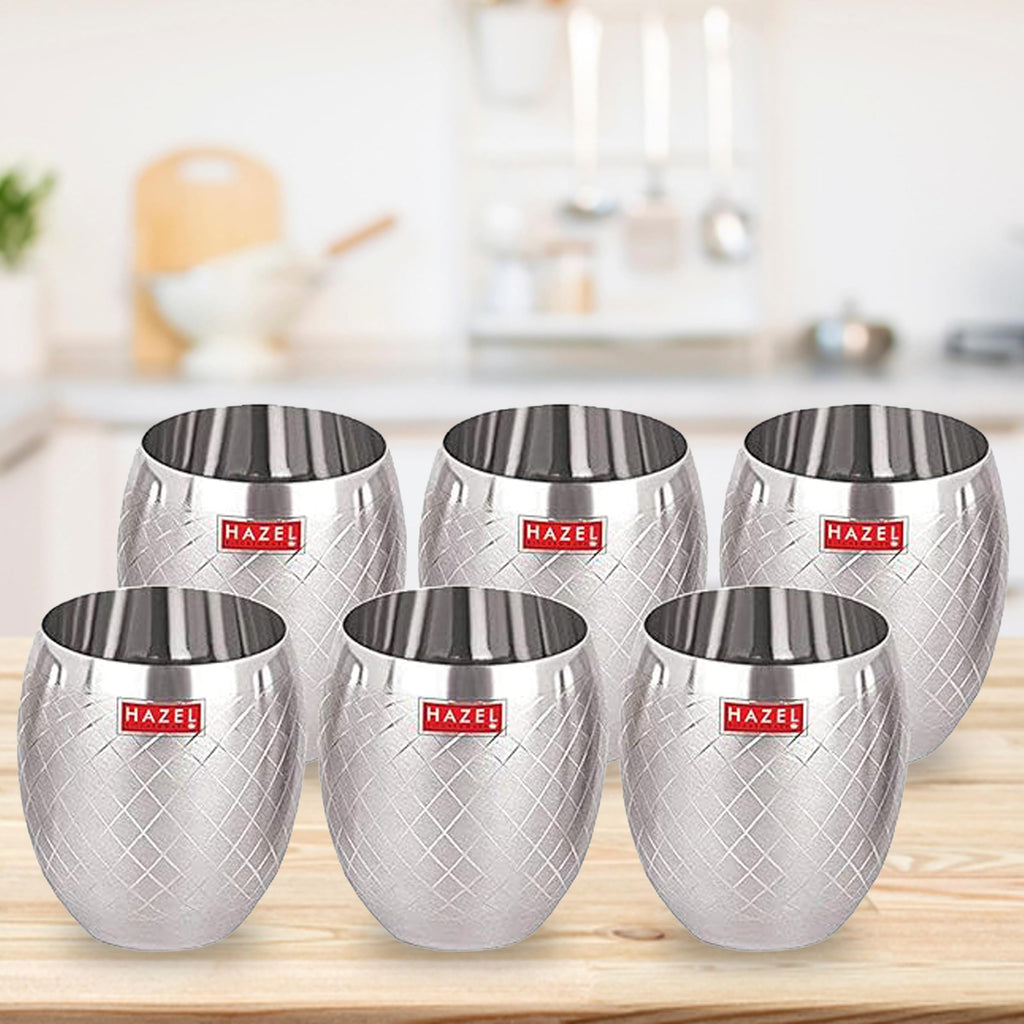 Stainless Steel Drinking Glass Matt Finish, 260ml Set of 6