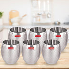 Stainless Steel Drinking Glass Matt Finish, 260ml Set of 6