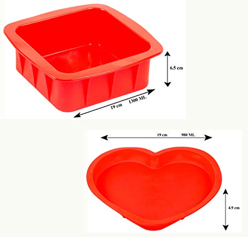 Small Silicone Square & Heart Shape Cake Mould, Set of 2