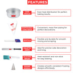 DIY Bakeware Combo Set of 6 – (Cake Mould, 50 Piping Bags, Nozzle, Spatula, Silicon Brush, Pallet Knife)