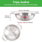 Triply Kadhai with Lid, Induction Bottom - 2.6 L , 24.5 cm
