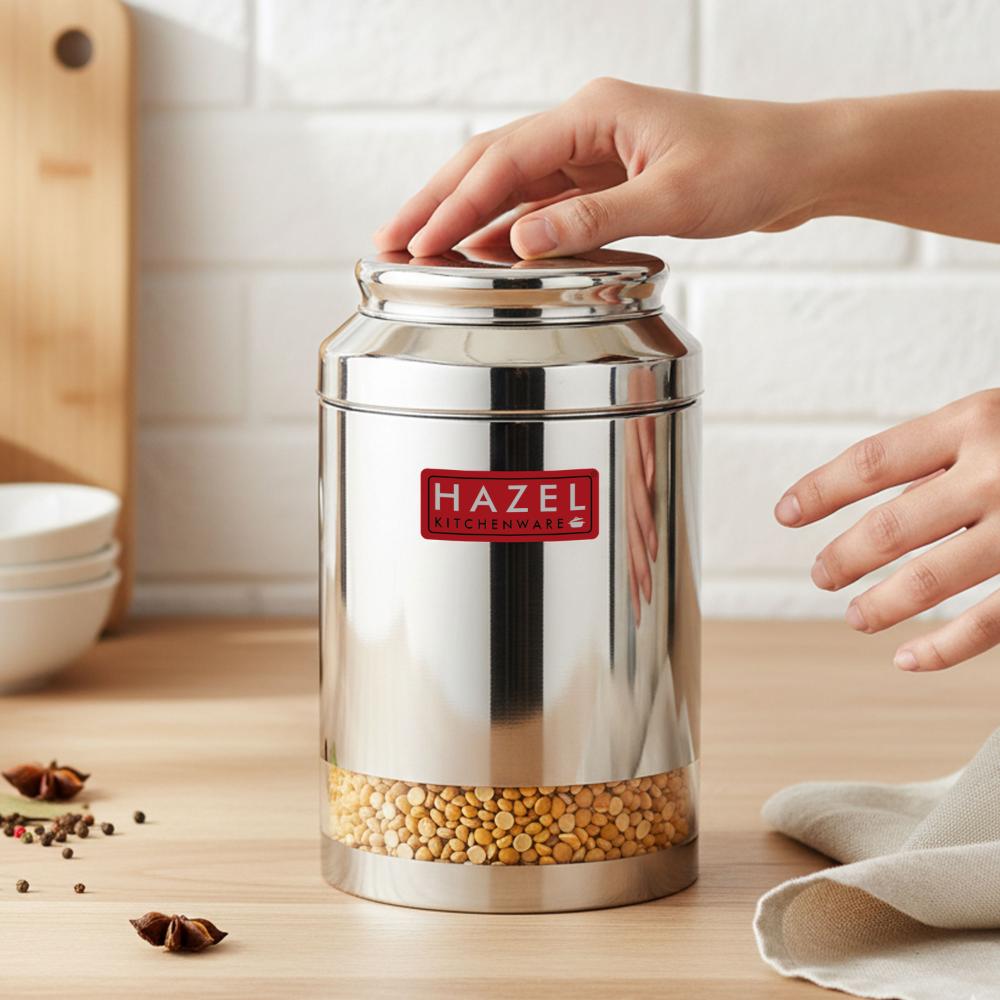 Transparent Airtight Steel Storage Jar – 3250 ML