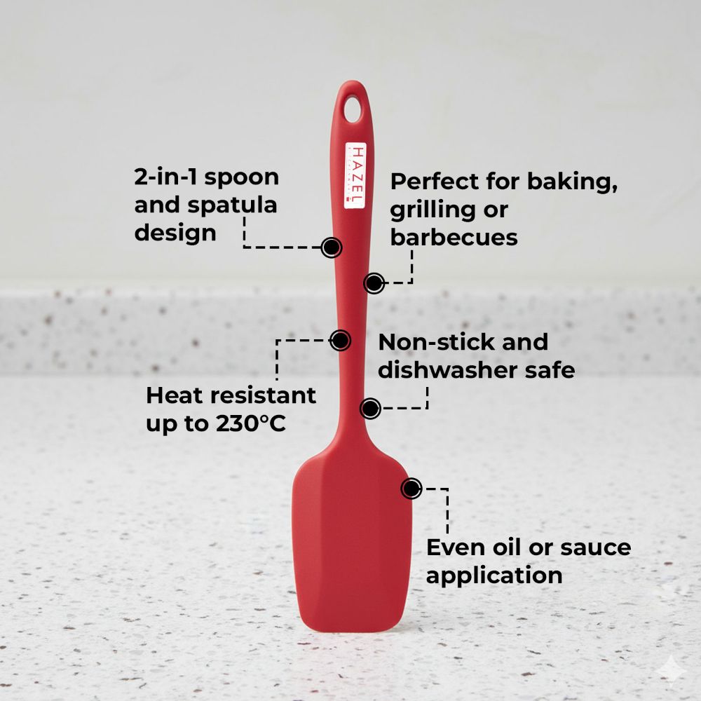 Silicone Spoonula 11 Inch – Heat Resistant, Red