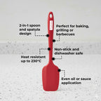 Silicone Spoonula 11 Inch – Heat Resistant, Red