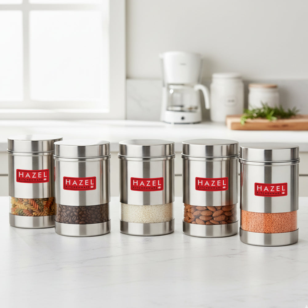 Stainless Steel  See Through Container Set of 5, 600ML Each