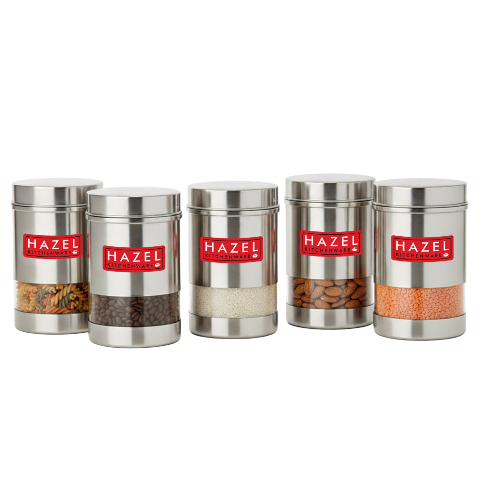 Stainless Steel  See Through Container Set of 5, 600ML Each