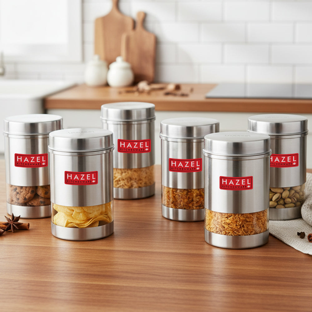 Stainless Steel See Through Storage Containers, Airtight Kitchen Jars