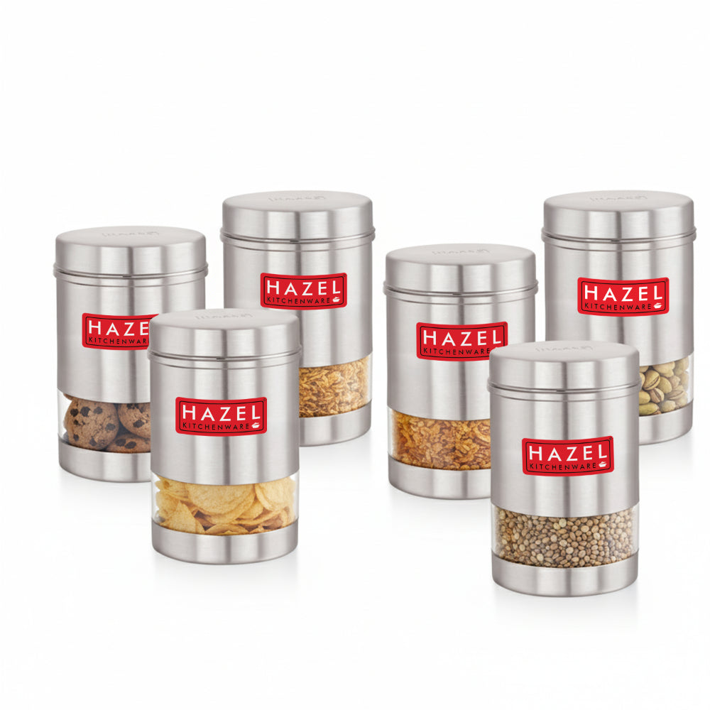 Stainless Steel  See Through Container Set of 6, 600ML Each