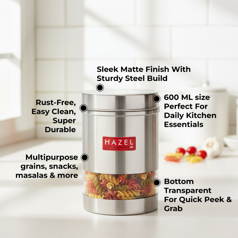 Stainless Steel  See Through Container Set of 6, 600ML Each