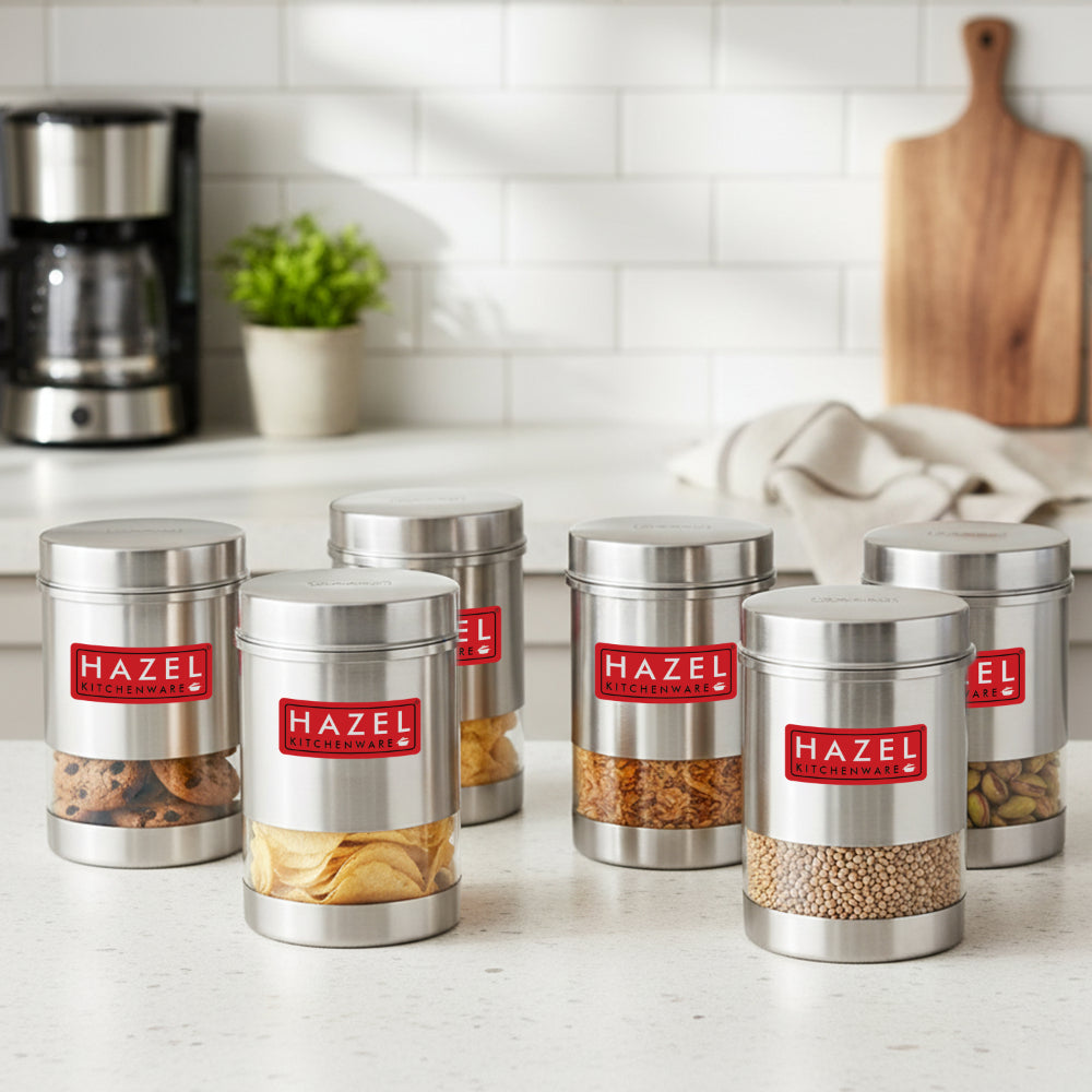 Stainless Steel  See Through Container Set of 6, 600ML Each