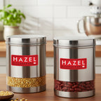 Matt Finish Transparent Steel Storage Container Set of 2, 2200 ml Each