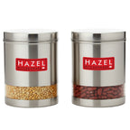 Matt Finish Transparent Steel Storage Container Set of 2, 2200 ml Each