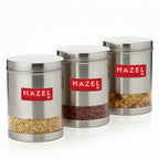 Matt Finish Transparent Steel Storage Container Set of 3, 2200 ml Each