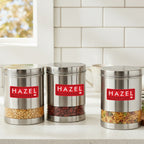 Matt Finish Transparent Steel Storage Container Set of 3, 2200 ml Each