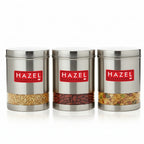 Matt Finish Transparent Steel Storage Container Set of 3, 2200 ml Each