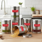 Matt Finish Transparent Steel Storage Container Set of 6, 2200 ml Each