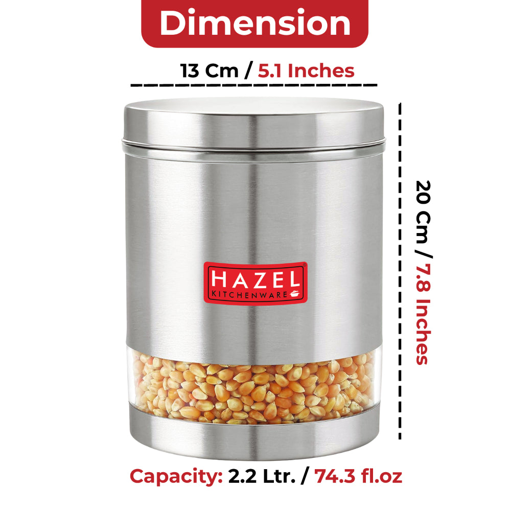 Matt Finish Transparent Steel Storage Container Set of 6, 2200 ml Each
