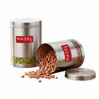 Matt Finish Transparent Steel Storage Container Set of 2, 3000 ml Each